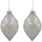 Northlight Set of 2 Shiny Artic Blue Textured Snowflakes Finial Christmas Glass Ornaments 5"